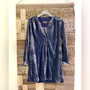 🩶💙 NWT Anthropologie Maeve velvet short mini dress blue gray sz XS